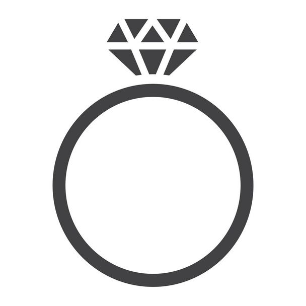 Diamantový prsten glyf ikona, valentinky den a romantické, klenot znamení vektorové grafiky, solidní vzor na bílém pozadí, eps 10. - Vektor, obrázek