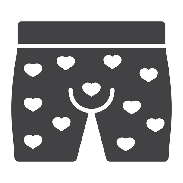 Hommes sous-vêtements avec des cœurs icône glyphe, Saint-Valentin et romantique, les hommes brefs signes graphiques vectoriels, un motif solide sur un fond blanc, eps 10
. - Vecteur, image