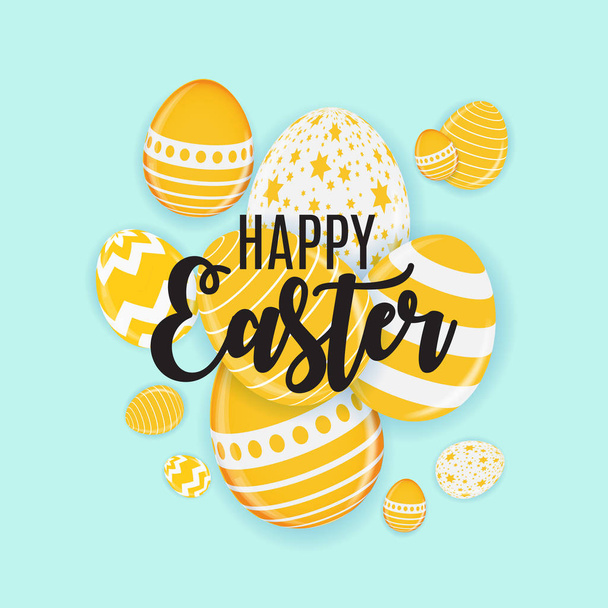 fröhliche Ostern niedlichen Hintergrund mit Eiern. Vektorillustration - Vektor, Bild