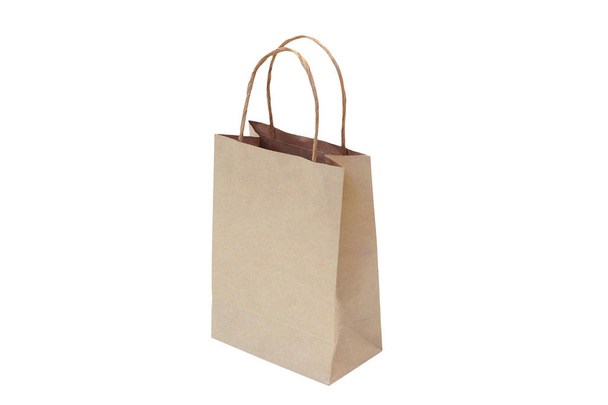 sac en papier brun isolé sur blanc                               - Photo, image