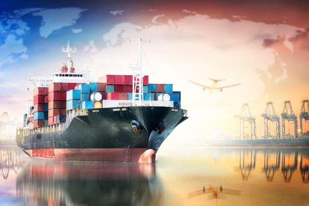 Global business logistics import export background and container cargo transport concept - Photo, Image