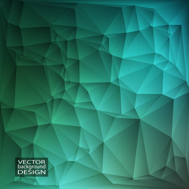 Green geometric background with triangles. Blurred gradient mosaic pattern. Vector illustration. - Vetor, Imagem