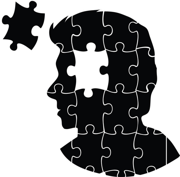 Jigsaw κεφάλι του ανθρώπου σε λευκή εικόνα - Φωτογραφία, εικόνα