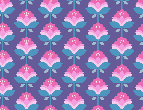 seamless retro pattern with flowers - Vector, Image