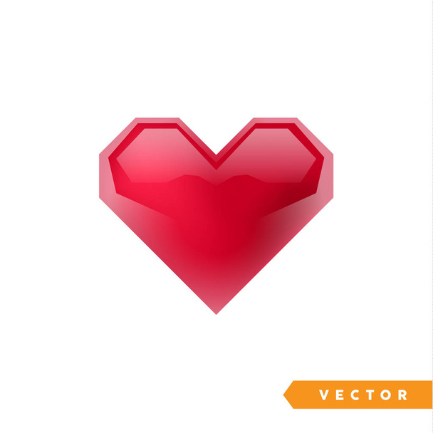 Realistic red valentine heart. Vector illustration - Vettoriali, immagini
