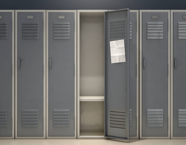 Shool ντουλάπι με κενή Σημείωση - Φωτογραφία, εικόνα