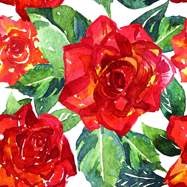 Seamless pattern of roses painted in watercolor. - Фото, изображение