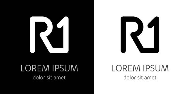 Monogram of letters and numbers R1 for company brand - Vector, Image
