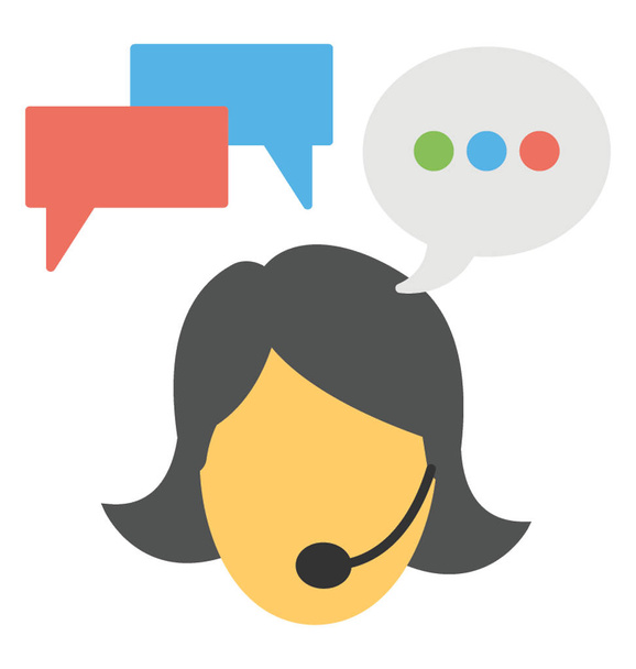 A female with headphone and speech bubbles in background symbolising customer services vector illustration - Vector, Image