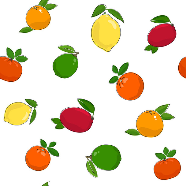 柑橘系の果物のシームレス パターン - ベクター画像