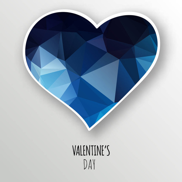 Vector blue crystal heart isolated on white background. Geometric rumpled triangular low poly style gradient graphic illustration. Polygonal badge design for your business. - Вектор,изображение