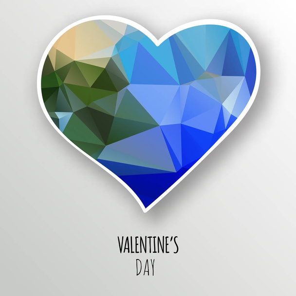 Vector blue crystal heart isolated on white background. Geometric rumpled triangular low poly style gradient graphic illustration. Polygonal badge design for your business. - Vetor, Imagem