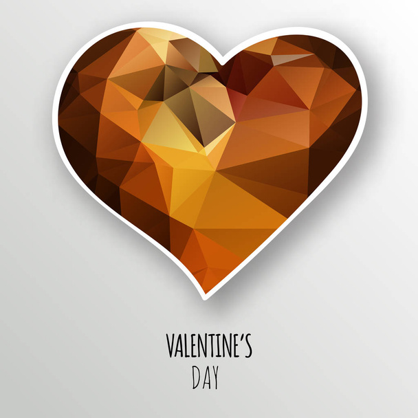 Vector brown crystal heart isolated on white background. Geometric rumpled triangular low poly style gradient graphic illustration. Polygonal badge design for your business. - Vektor, obrázek