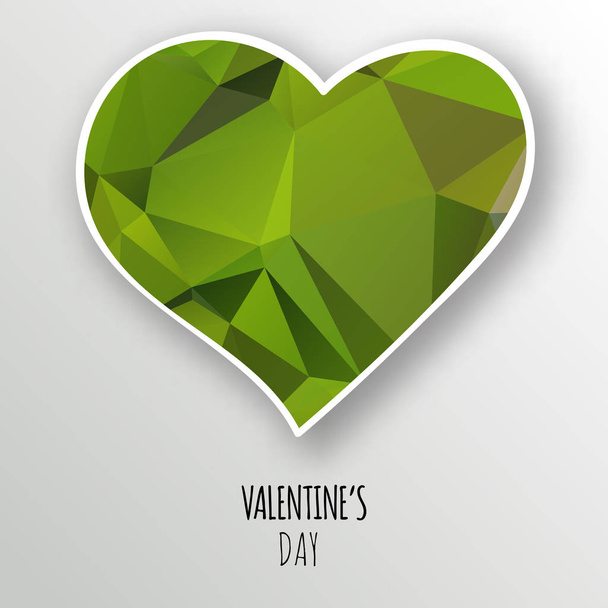 Vector green crystal heart isolated on white background. Geometric rumpled triangular low poly style gradient graphic illustration. Polygonal badge design for your business. - ベクター画像