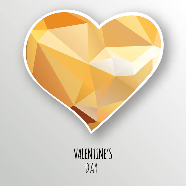 Vector gold crystal heart isolated on white background. Geometric rumpled triangular low poly style gradient graphic illustration. Polygonal badge design for your business. - Διάνυσμα, εικόνα