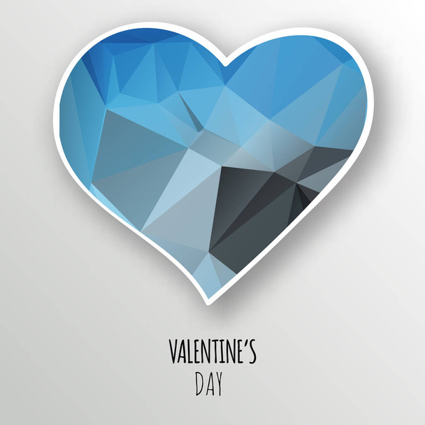 Vector blue crystal heart isolated on white background. Geometric rumpled triangular low poly style gradient graphic illustration. Polygonal badge design for your business. - Vecteur, image