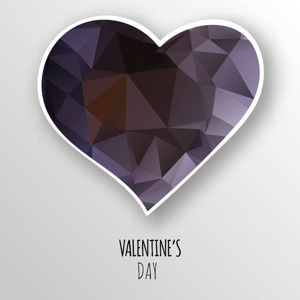 Vector purple crystal heart isolated on white background. Geometric rumpled triangular low poly style gradient graphic illustration. Polygonal badge design for your business. - Vecteur, image