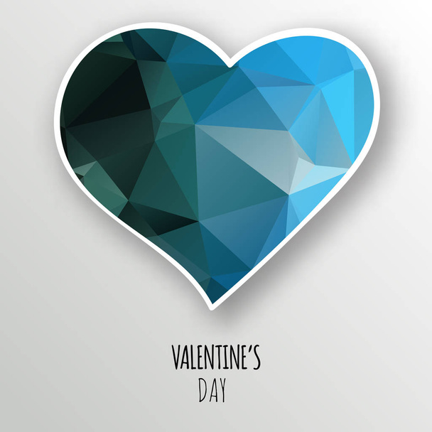 Vector blue crystal heart isolated on white background. Geometric rumpled triangular low poly style gradient graphic illustration. Polygonal badge design for your business. - Вектор, зображення