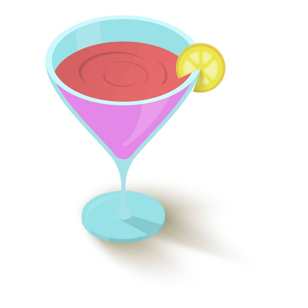 Cocktail with a slice of lemon icon - Vecteur, image