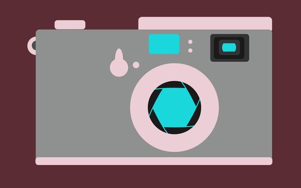 Старий, вінтажний, рожевий, з синьою діафрагмою ретро камери на коричневому фоні. Векторні ілюстрації
. - Вектор, зображення