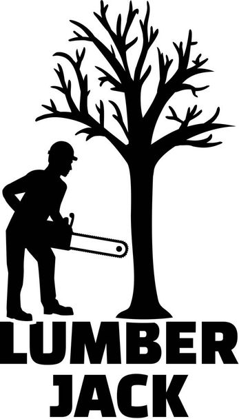 Lumberjack with silhouette and word - Vector, Image