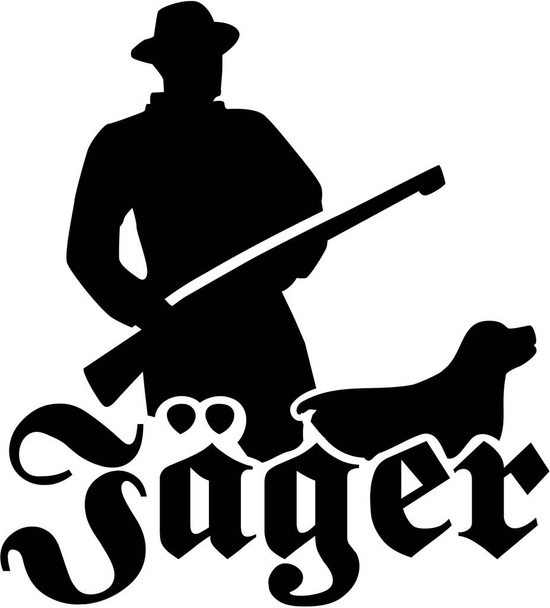 Silueta Hunter con rifle alemán
 - Vector, Imagen