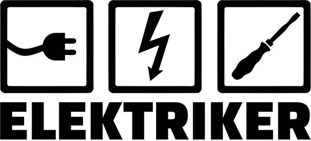 Electricien allemand titre de poste avec des icônes
 - Vecteur, image
