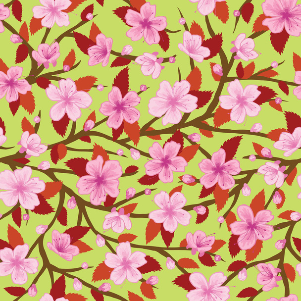 Sakura Flower or Cherry Blossom Seamless Pattern - 写真・画像