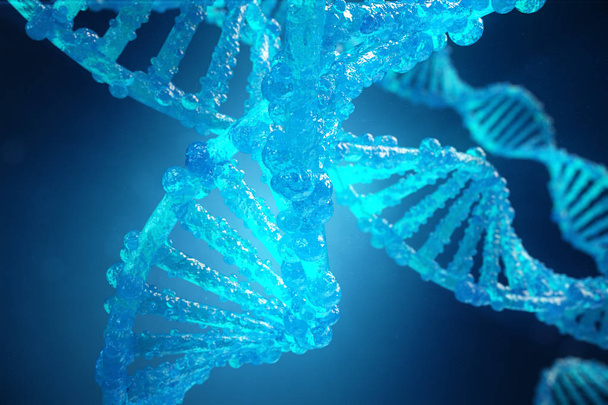 3D απεικόνιση έλικας Dna μορίου με τροποποιημένα γονίδια. Διόρθωση μετάλλαξη με γενετική μηχανική. Έννοια Μοριακής Γενετικής - Φωτογραφία, εικόνα