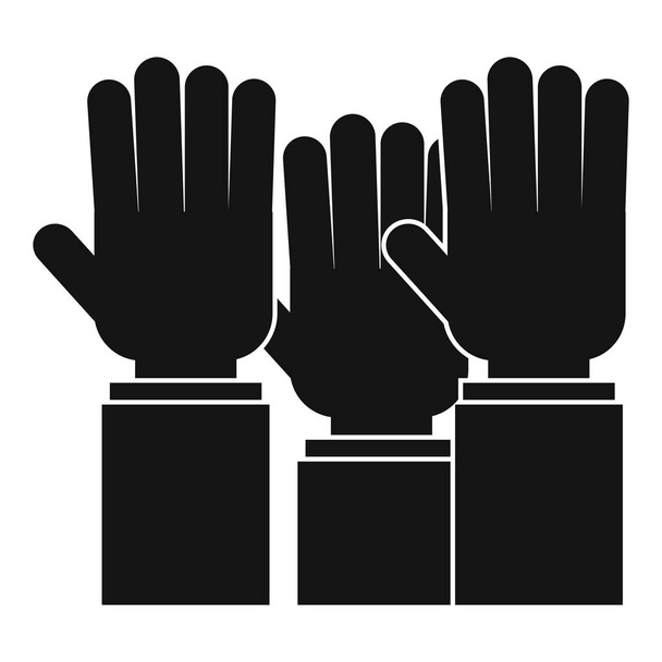 Different people hands raised up icon simple style - Vector, afbeelding