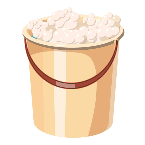 Bucket with foamy water icon, cartoon style - Vetor, Imagem