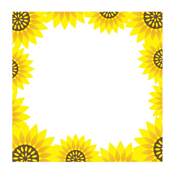 Kwadratowy słonecznik ramki z przestrzeni tekstu, ilustracji wektorowych. - Wektor, obraz