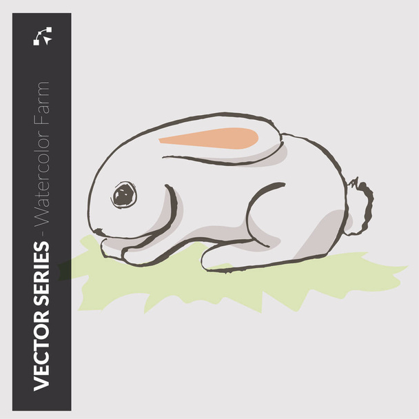 Piccolo coniglietto Acquerello in giardino
 - Vettoriali, immagini