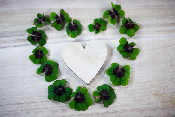 Heart shaped with shamrocks, heart of shamrocks, valentine, birt - Photo, Image