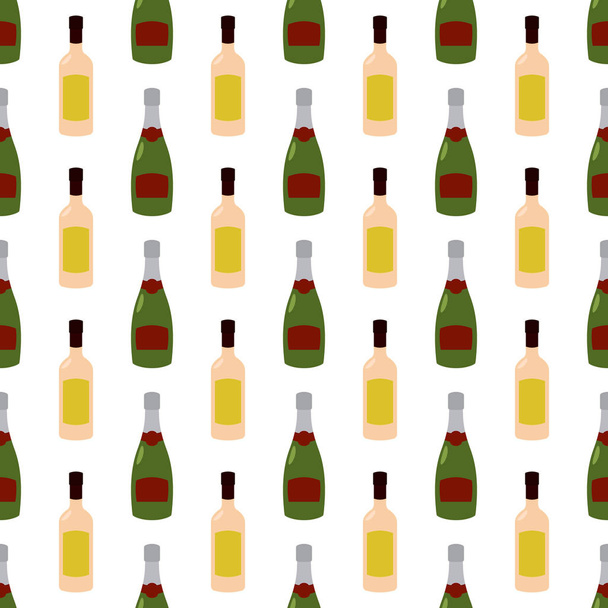 Seamless pattern with vector alcohol bottles for your design - Вектор, зображення