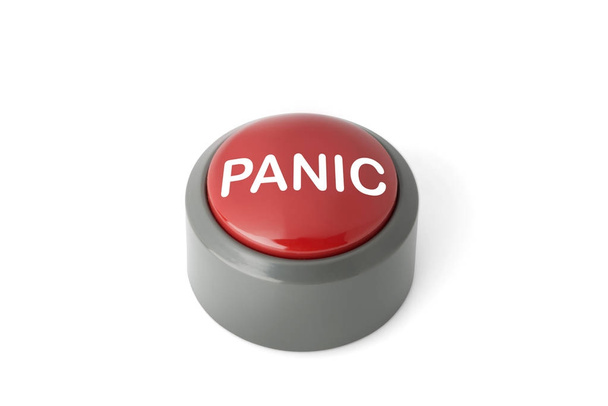Červené kruhové tlačítko Panic na bílém pozadí - Fotografie, Obrázek