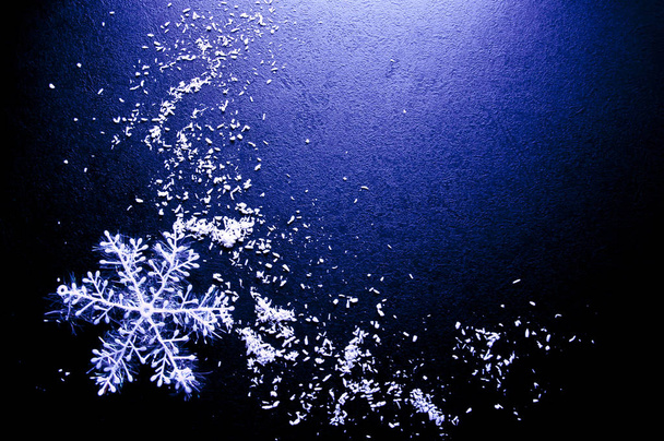  winter black background with snowflakes - Photo, Image