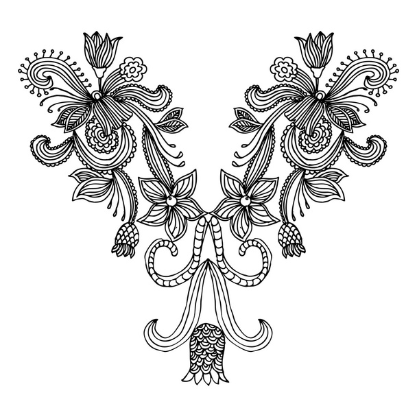 Neckline embroidery fashion - Vector, imagen