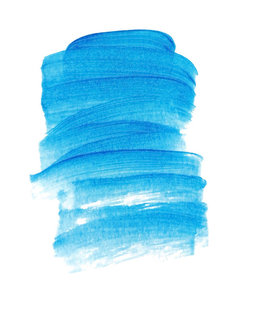 Abstract hand drawn acrylic blue background isolated on white. Beautiful brush stroke for design.  - Fotó, kép