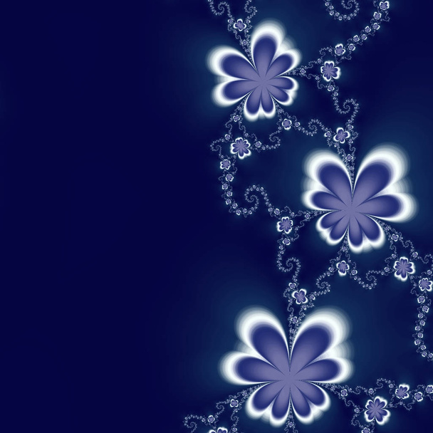Floral fractal garlands on a blue background - Fotografie, Obrázek