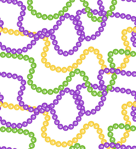 Mardi Gras beads seamless pattern. Fat Tuesday endless background, a repeating texture. Vector illustration. - Vector, Image