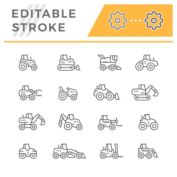 Set line icons of tractors - Vector, Image