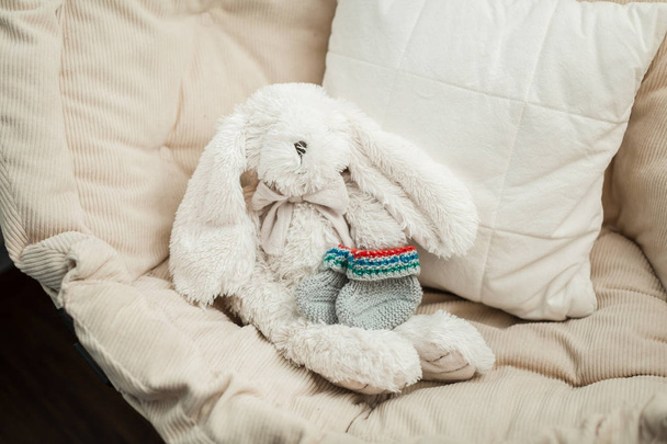 baby soft toy hare and booties - Photo, Image