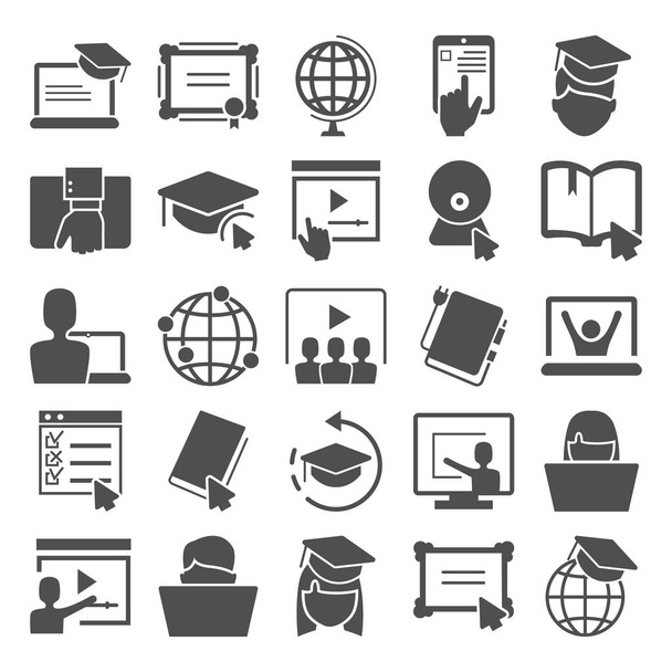 Educación en línea iconos simples establecidos para el diseño web y móvil
 - Vector, Imagen