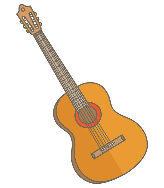 sechssaitige Akustikgitarre - Vektor, Bild