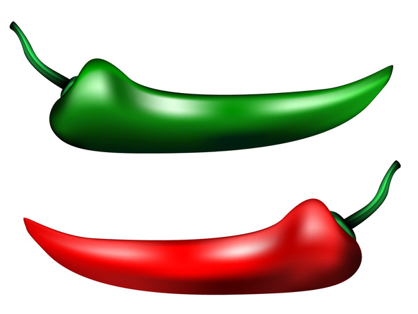Red and green hot chili peppers - Vector, Image