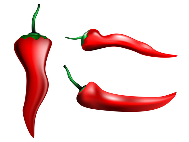 Vörös csípős chilipaprika - Vektor, kép