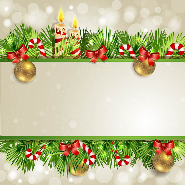 Christmas card with beautiful decoration - Вектор,изображение