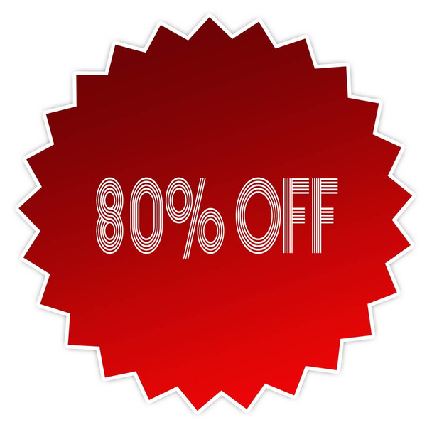 80 PERCENT OFF on red sticker label. - Photo, Image