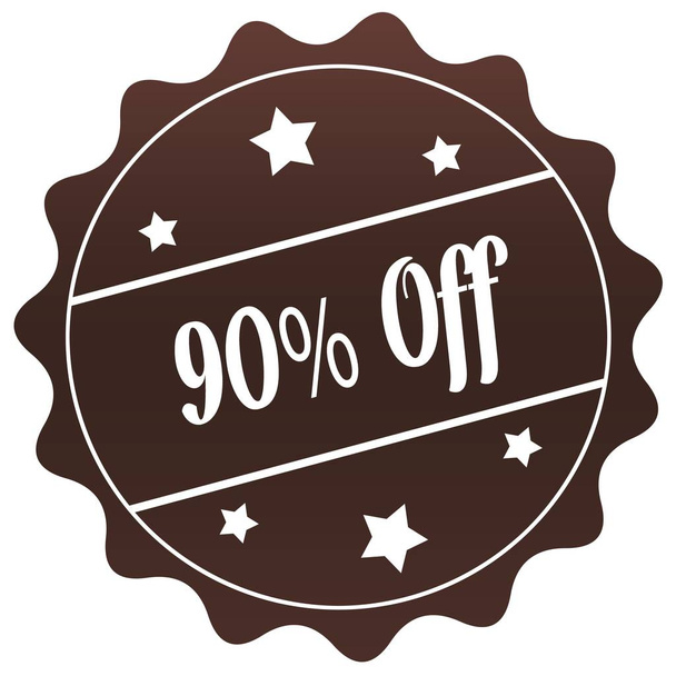 Brown 90 PERCENT OFF stamp on white background. - Foto, afbeelding